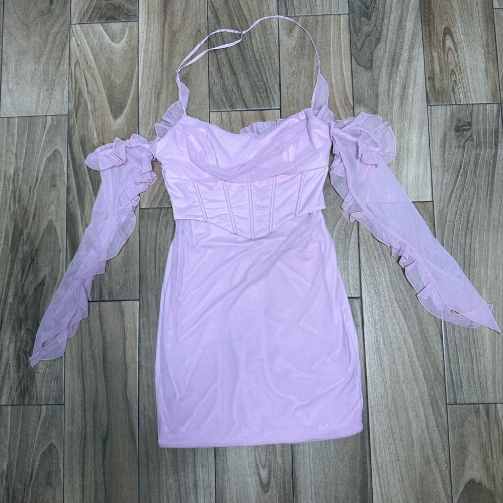Oh Polly Ruffled Off Shoulder Dress Lilac Size: US 6 - Picture 2 of 8